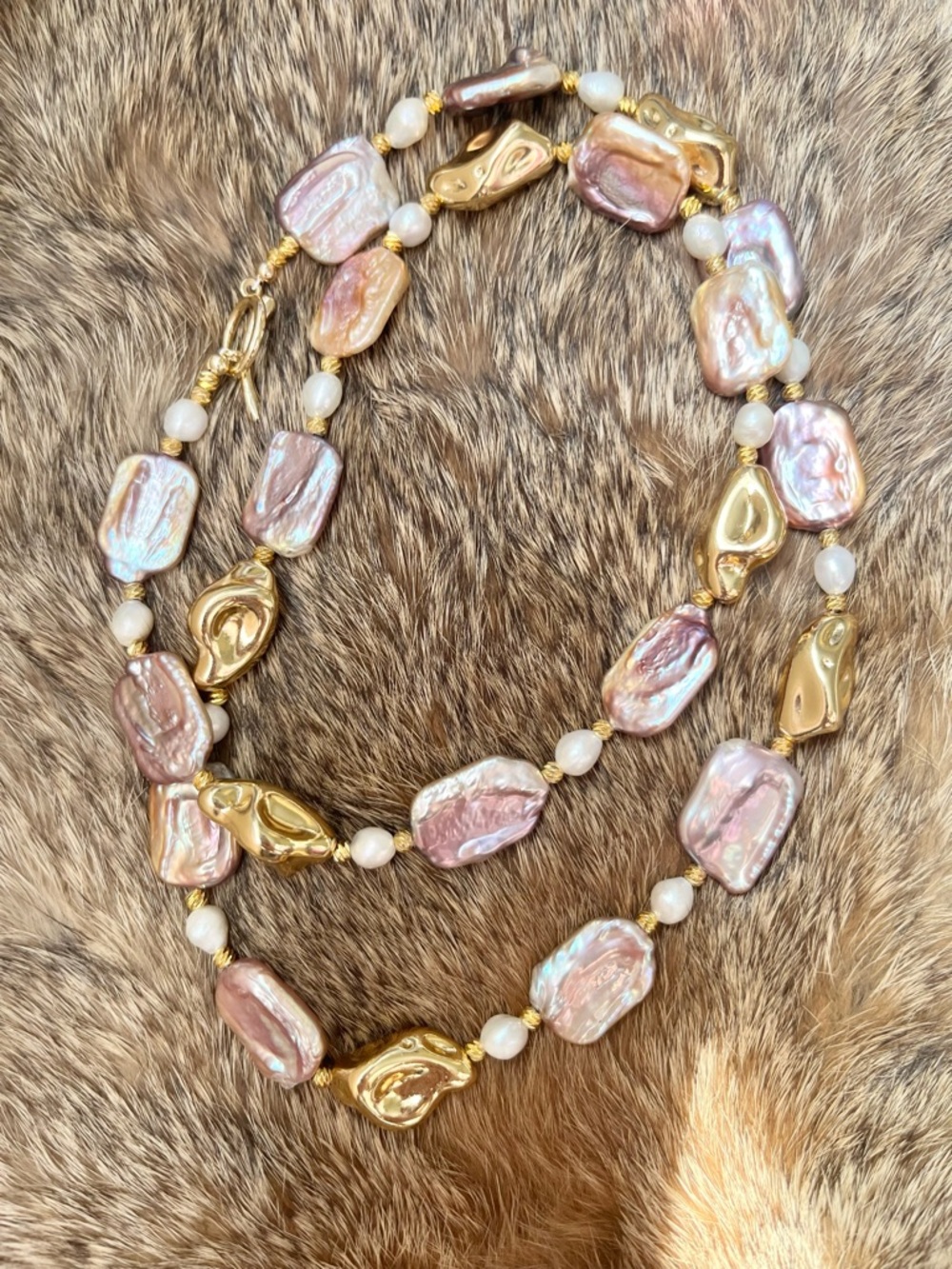 Genuine Pearl with Gold Accent Necklace 25 inches